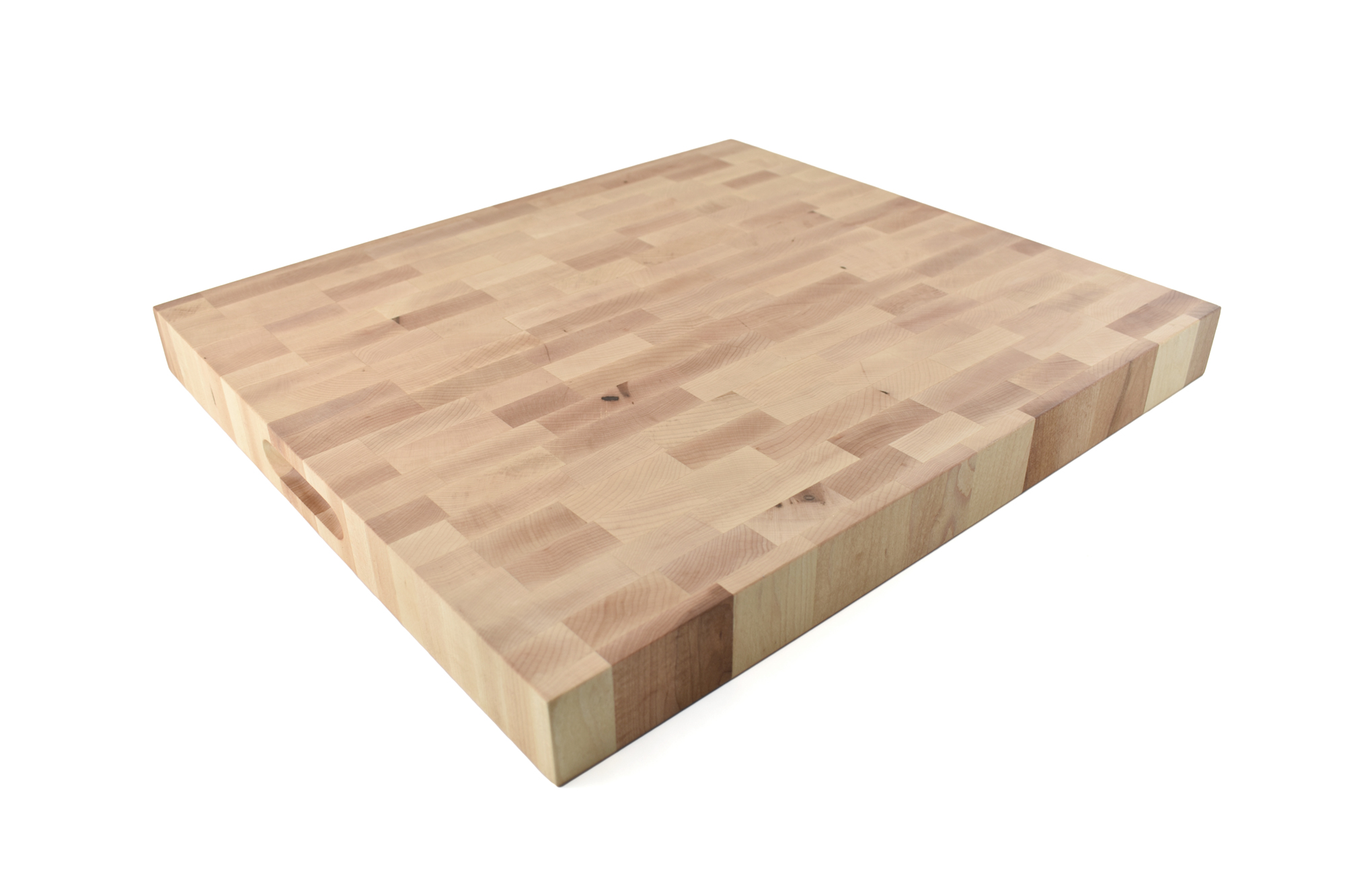 Maple Large End grain butcher block with side handle indents 