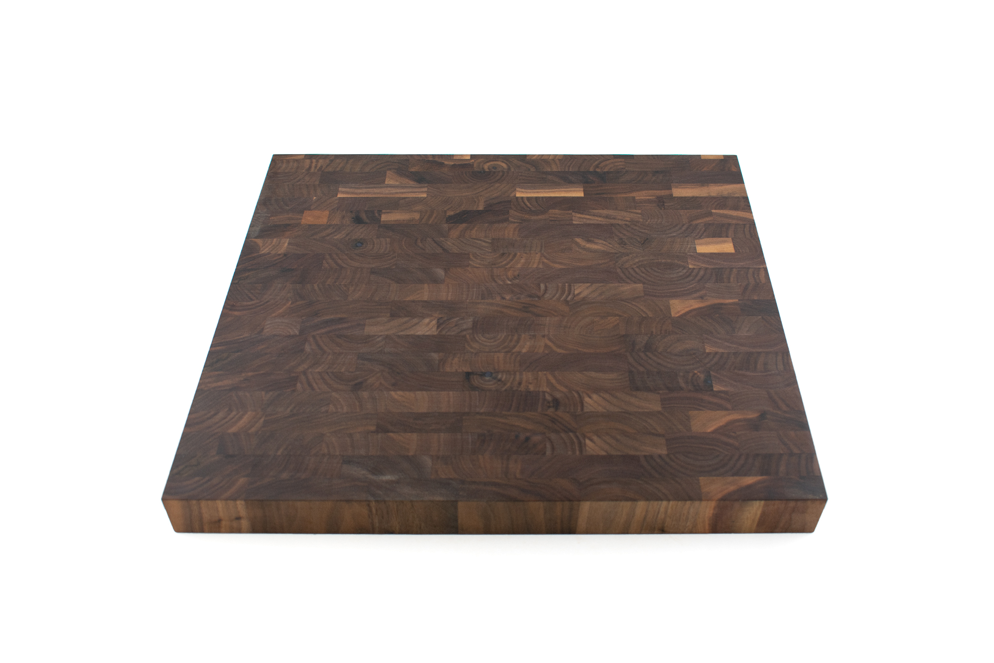 Walnut Large End grain butcher block with side handle indents 